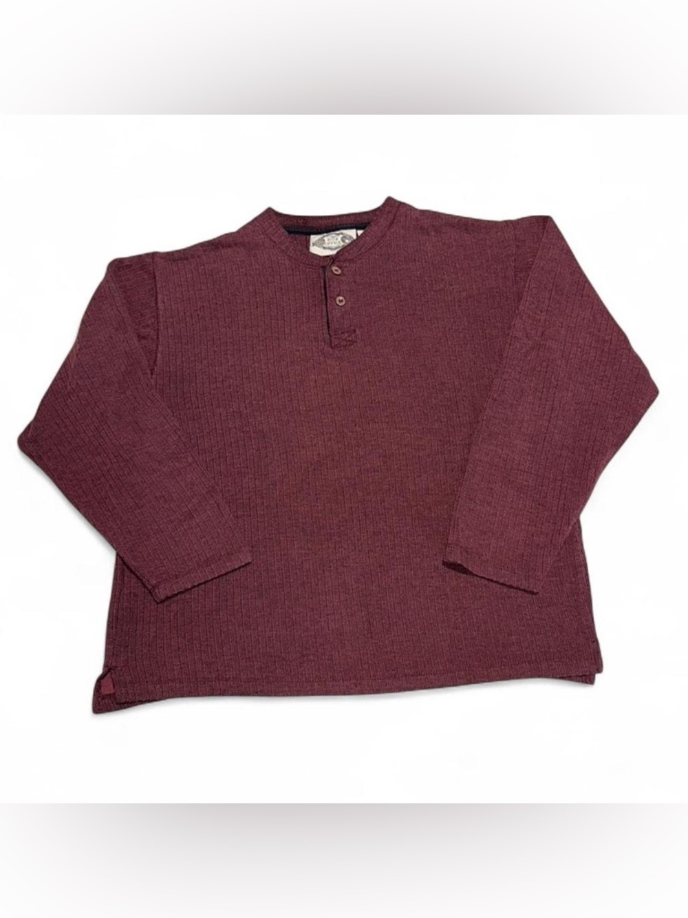 Men's Burgundy Long Sleeve Henley Shirt